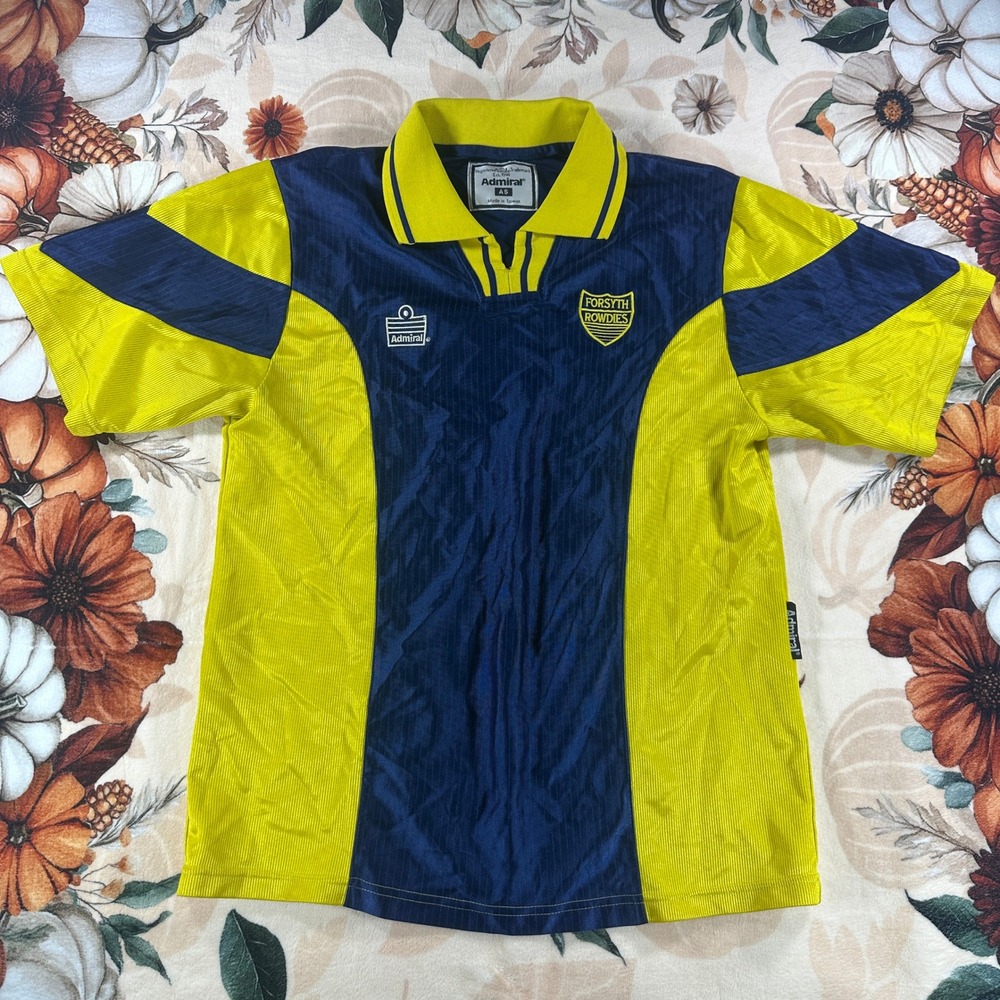 Vintage 90s Admiral Forsyth Rowdies Soccer Jersey Yellow Navy Adult Size Small